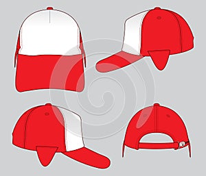 Baseball Cap Design Vector White / Red