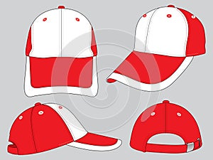 Baseball Cap Design Vector White / Red