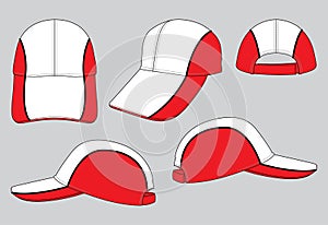Baseball Cap Design Vector White / Red