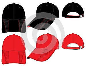 Black and Red Baseball Cap Design Vector