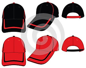 Baseball Cap Design Vector Black / Red
