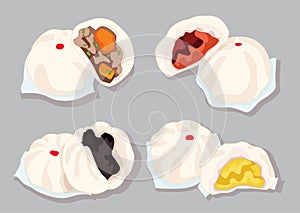 Steamed stuff bun,dim sum and chinese cuisine on gray background