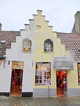 Two small shops in old wonky building