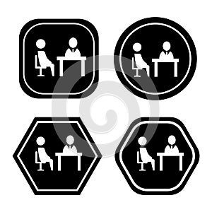 business interview or interogation icon or symbol.