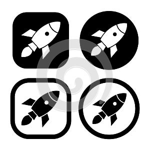 Set of rocket launch icon, shuttle space symbol startup icon missile symbol sign vector Illustration Logo Template