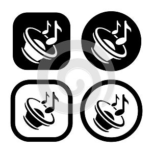 Set of subwoofer speaker logo flat icon vector illustration Isolated template.