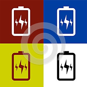 Low power Battery charge logo icon vector illustration logo Isolated template. photo