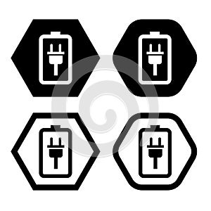 set of Low power Battery charge logo icon vector illustration logo Isolated template. photo