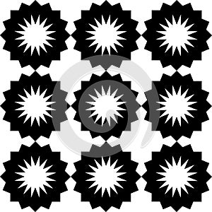 Abstract Sun Shape Seamless Pattern Vector Silhouette