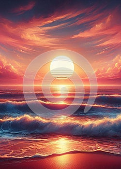 Sunset over an ocean