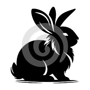 Black and White Rabbit Silhouettes for Illustrations