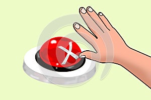 X Button used in contests with judge`s hand photo