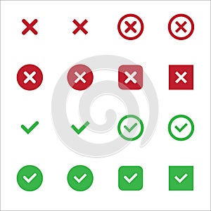 X and Cheklist icon set