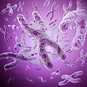 X Chromosome scientific concept, medical symbol for gene therapy with depth of field effect. 3d illustration