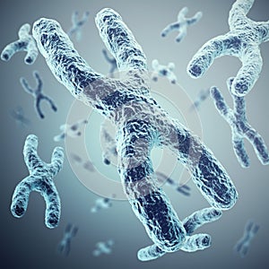 X-chromosomes as a concept for human biology medical symbol gene therapy or microbiology genetics research. 3d