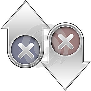 X or close icon on up and down arrows