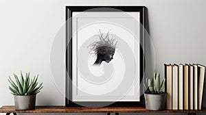 Minimalist 7x5 Frame Of Mind Mockup On Charcoal Background photo