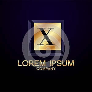 X Letter Alphabet Gold Premium Logo