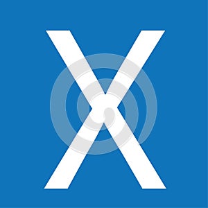 x letter on blue background