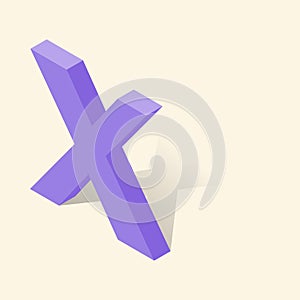 X letter in isometric 3d style with shadow