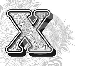 x logo. hand drawn alphabetical doodles in zentangle stylized