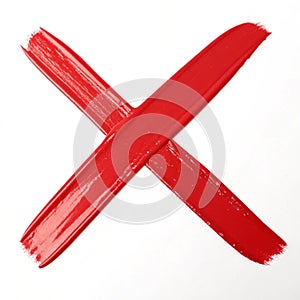 X mark painted red isolated on white background