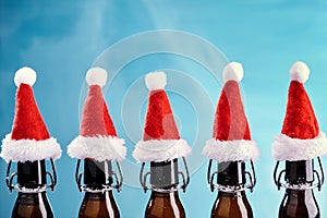 X-mas beer bottles in a row photo