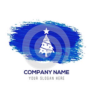 X-Mas Tree Icon - Blue watercolor background