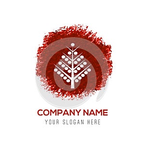 X-Mas Tree Icon - Red WaterColor Circle Splash