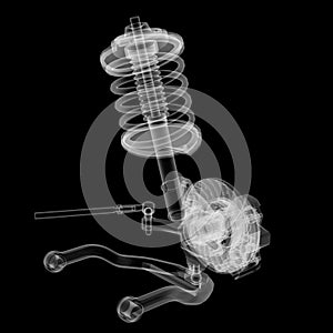 X-ray Car suspension and brake disk