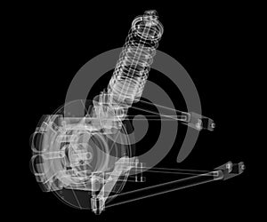 X-ray Car suspension and brake disk