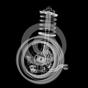 X-ray Car suspension and brake disk