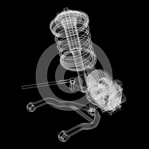 X-ray Car suspension and brake disk