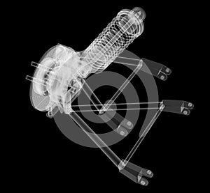 X-ray Car suspension and brake disk