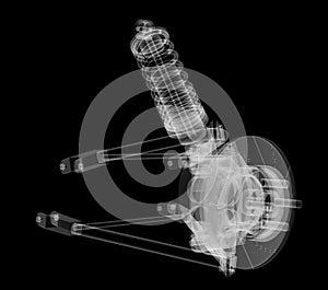 X-ray Car suspension and brake disk