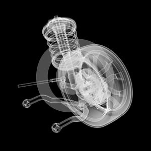 X-ray Car suspension and brake disk