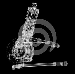 X-ray Car suspension and brake disk