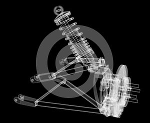 X-ray Car suspension and brake disk