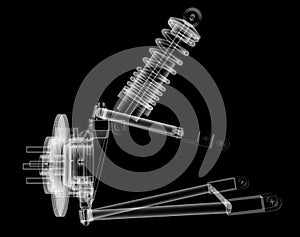 X-ray Car suspension and brake disk