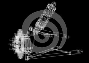 X-ray Car suspension and brake disk