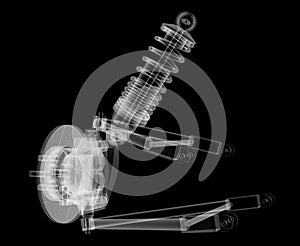 X-ray Car suspension and brake disk