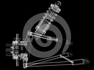 X-ray Car suspension and brake disk