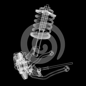 X-ray Car suspension and brake disk