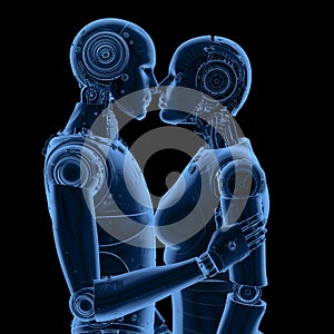 X-ray couple cyborg kiss