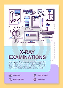 X-ray examination brochure template layout. Hospital equipment. Flyer, booklet, leaflet print design, linear