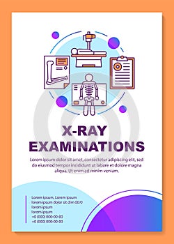 X-ray examination brochure template layout. Roentgen. Flyer, booklet, leaflet print design, linear illustrations