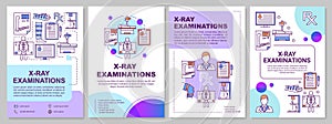 X-ray examination brochure template layout. Roentgen. Radiological survey. Flyer, booklet, leaflet print design, linear photo