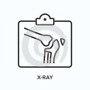 X-ray flat line icon. Vector outline illustration of radiology scan . Black thin linear pictogram for medical body