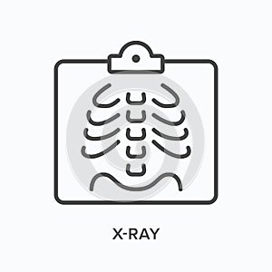 X-ray flat line icon. Vector outline illustration of radiology scan. Black thin linear pictogram for medical test