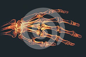 X-Ray Hand Bones, Medical Visualization, Anatomy Study, Educational Resource